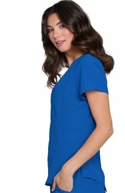 Heartsoul Women's Split Neck Solid Scrub Top -clothings shop 4 ck hs710 650