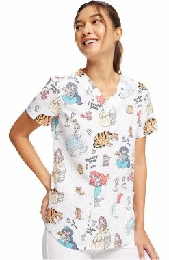 Cherokee Women's Friendship Goals Print Scrub Top -clothings shop 4 ck tf736 print 650