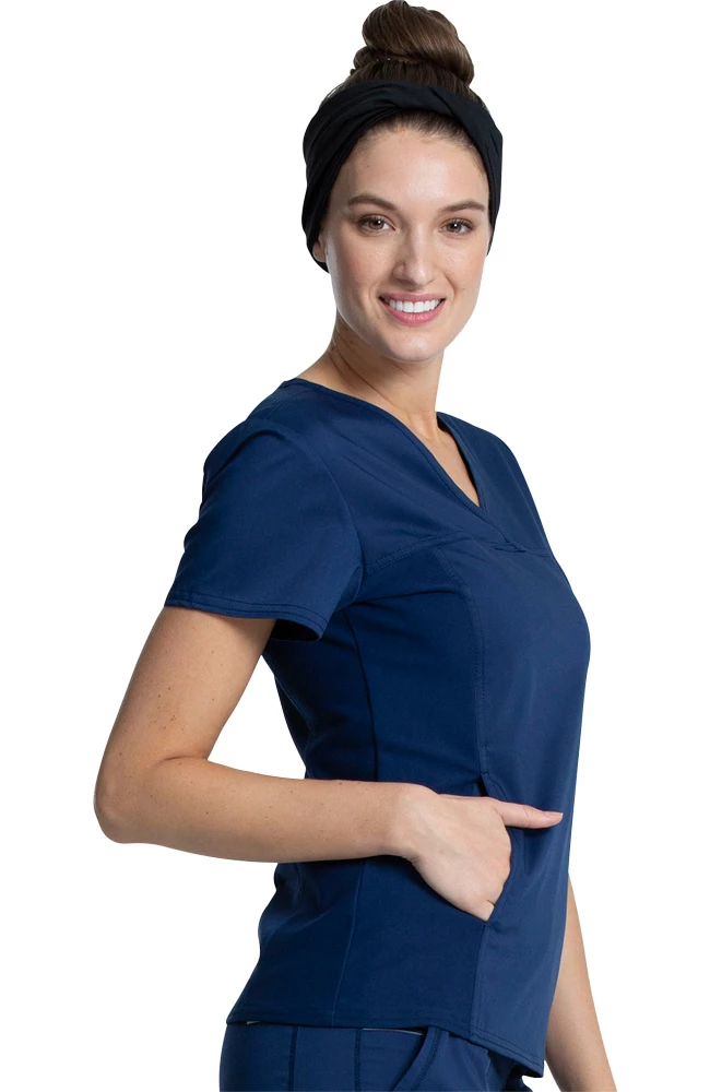 Cherokee Workwear Women's Knit Panel Solid Scrub Top 6 Cherokee Workwear Women's Knit Panel Solid Scrub Top - Image 4
