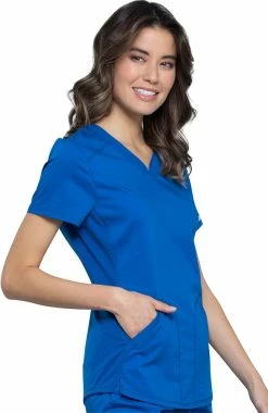 Cherokee Workwear Women's V-Neck Solid Scrub Top -clothings shop 4 ck ww601 650