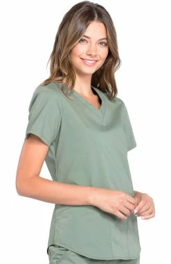 Cherokee Workwear Women's V-Neck Solid Scrub Top -clothings shop 4 ck ww665 650