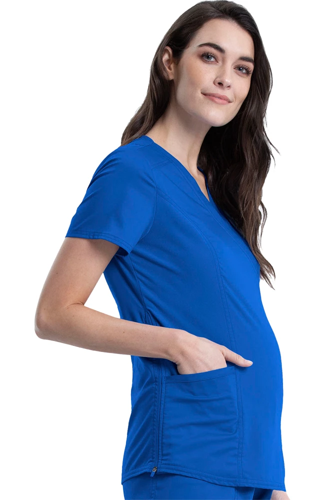 Cherokee Workwear Women's Maternity Side Zip Solid Scrub Top 6 Cherokee Workwear Women's Maternity Side Zip Solid Scrub Top - Image 4