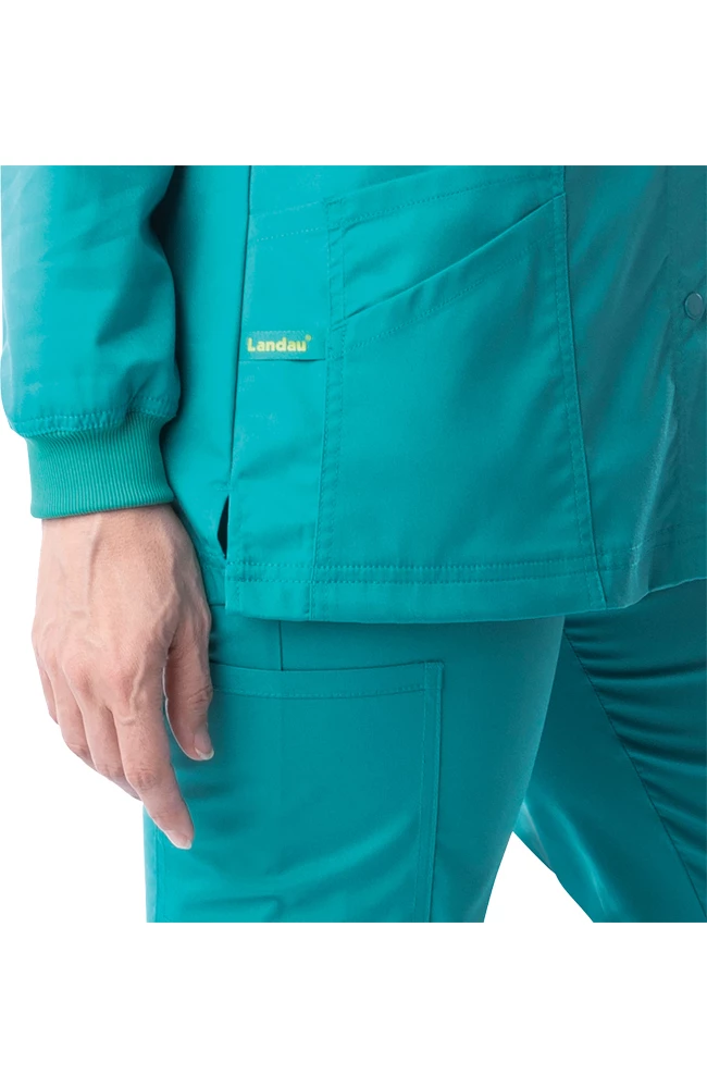 Landau Women's Snap Front Warm Up Solid Scrub Jacket 6 Landau Women's Snap Front Warm Up Solid Scrub Jacket - Image 4