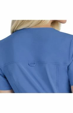 Cherokee Women's V-Neck Knit Panel Solid Scrub Top -clothings shop 5 ck ck605 650