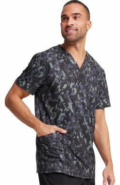 Cherokee Men's Crosstown Texture Print Scrub Top -clothings shop 5 ck ck920 print 650