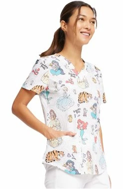 Cherokee Women's Friendship Goals Print Scrub Top -clothings shop 5 ck tf736 print 650