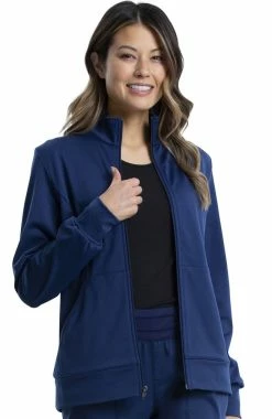 Cherokee Workwear Women's Knit Solid Scrub Jacket -clothings shop 5 ck ww371 650